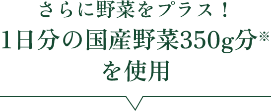 さらに野菜をプラス！1日分の国産野菜350g分を使用